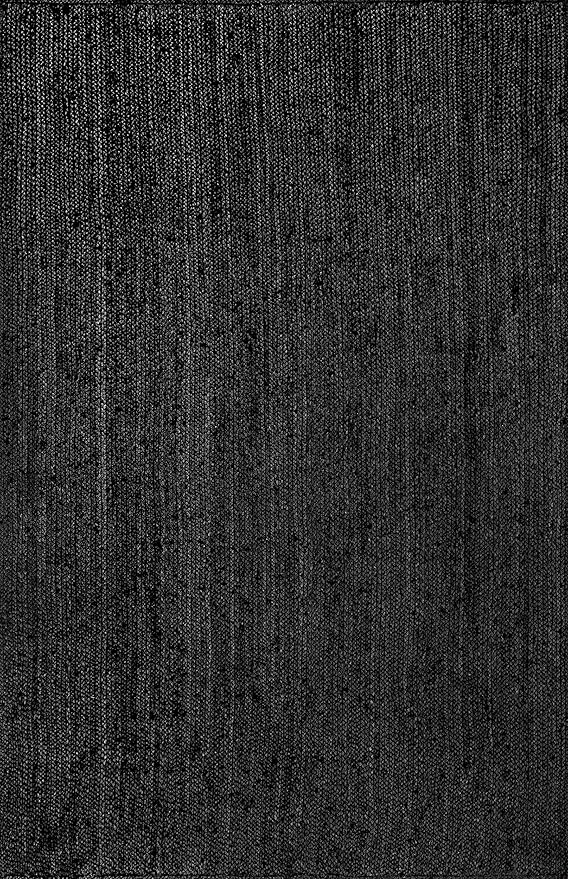 nuLOOM 6x9 Rigo Jute Hand Woven Area Rug, Black, Solid Farmhouse Design, Natural Fiber, For Bedroom, Living Room, Dining Room, Hallway, Office, Kitchen, Entryway