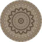 Outdoor Round Rug 5ft, Easy Jute Rug Washable Indoor Outdoor Patio Rug, Non Slip Round Area Rug Farmhouse Front Door Mat, Boho Lightweight Carpet for Backyard Patio Entry (Brown, 5 Ft)