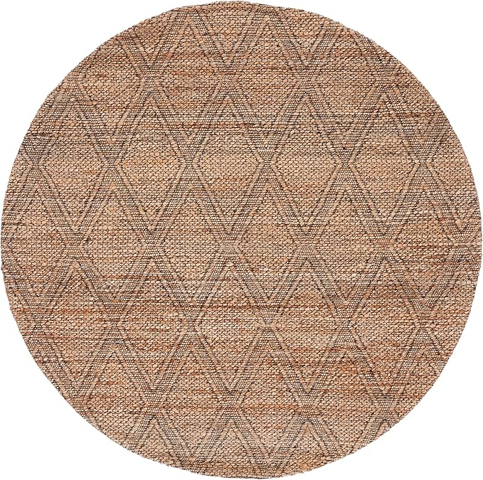 SAFAVIEH Natural Fiber Collection 6' Round Natural/Black NFB552A Natural Jute Entryway Foyer Living Room Area Rug
