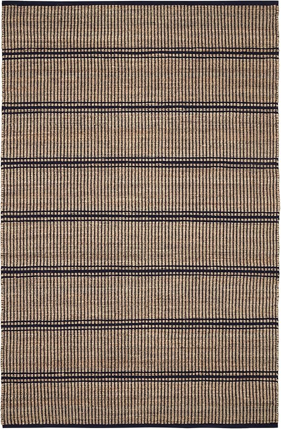 Dash & Albert Arbor Handwoven Jute Rug, 8 X 10 Feet, Navy Stripe Pattern
