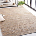 SAFAVIEH Area Rug 8x10 - Natural Fiber Collection - Large - Light Blue & Natural, Handmade Jute & Cotton, Boho Farmhouse Rustic Design, Ideal for Living Room, Bedroom, Dining Space (NFB654M)