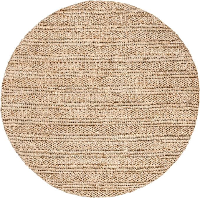 SAFAVIEH Natural Fiber Collection Area Rug - 8' Round, Natural, Handmade Jute, Braided Woven Design, Ideal for Living Room, Bedroom (NF212A)