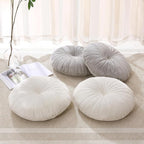 Floor Pillow Meditation Cushion Round Large Floor Pillows Seating for Adults, Velvet Thick Floor Cushions for Yoga Living Room Balcony Outdoor Tatami 18inches（Beige）