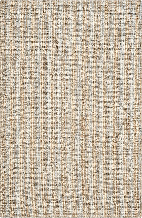 SAFAVIEH Area Rug 4x6 - Natural Fiber Collection - Grey & Natural Brown, Handmade Jute, Farmhouse Style, Chunky Textured Thick Pile (NF447K)