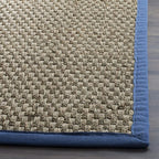 SAFAVIEH Area Rug 3x5 - Natural Fiber Collection - Natural & Navy, Seagrass, Basketweave Pattern with Border (NF114T)