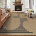 8x10 Modern Geometric Easy Jute Area Rug for Living Room Large Washable Indoor Outdoor Carpet Farmhouse Patio Office Mat Geometric Line Non Slip Black Carpet for Backyard Dining Room