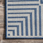 Nuloom Asha Navy/Ivory, 5' x 8', Casual, Striped Border, Soft and Cozy, High Traffic, Stain Resistant, Easy Clean, Durable Area Rug for Indoor/Outdoor Patio, Deck, Porch, Garden, Courtyard