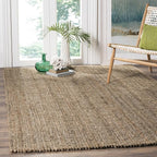SAFAVIEH Area Rug 6x9 - Natural Fiber Collection - Natural & Grey, Handmade Jute, Farmhouse Style, Chunky Textured Thick Pile (NF447M)