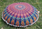 INDIAN CRAFT CASTLE ICC 32 Inch Floor Pillows & Cushion Covers Decorative Hippie Mandala Pouf Pillow Covers Seating Meditation Cushion Cover Bohemian Large Boho Ottoman Case Pillowcase Couch Round