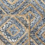 SAFAVIEH Cape Cod Collection Area Rug - 5' x 8', Natural & Blue, Handmade Flat Weave Diamond Braided Jute & Denim, Ideal for High Traffic Areas in Living Room, Bedroom (CAP354A)