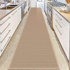 17f Jute Hallway Rug Runner Non Slip, Rubber Backed Waterproof Laundry Runner Mat for Entryway Backyard Dining Room, Khaki