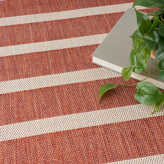 Nourison Home Positano Terracotta Ivory 5' x 7' Area Rug - Easy Clean, Non Shedding, Bed Room, Living Room, Dining Room, Kitchen (5' x 7')