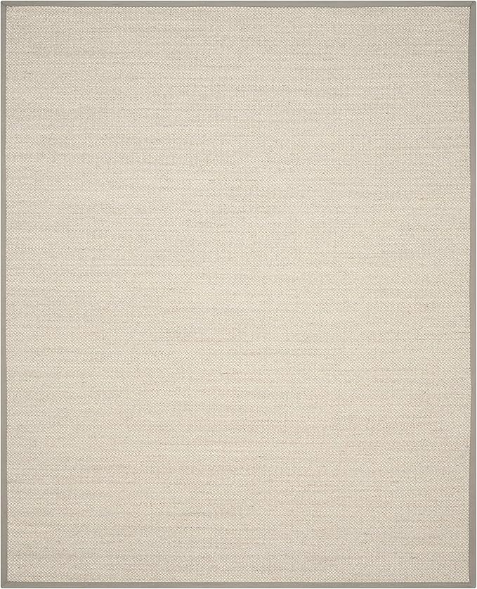 SAFAVIEH Area Rug 8x10 - Natural Fiber Collection - Large - Marble & Khaki, Sisal, Woven Design with Border (NF143E)
