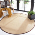 SAFAVIEH Area Rug 6' Round - Natural Fiber Collection - Maize & Brown, Sisal, Woven Design with Border (NF141C)