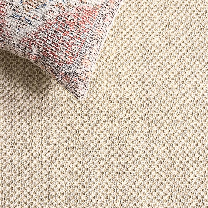 SAFAVIEH Area Rug 8x10 - Natural Fiber Collection - Large - Marble & Linen Color, Sisal, Woven Design with Border (NF143B)
