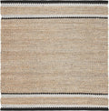 SAFAVIEH Natural Fiber Collection Area Rug - 10' Square, Natural & Black, Handmade Farmhouse Boho Coastal Rustic Jute, Ideal for High Traffic Areas in Living Room, Bedroom (NF874B)