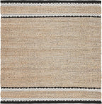 SAFAVIEH Natural Fiber Collection Area Rug - 6' Square, Natural & Black, Handmade Farmhouse Boho Coastal Rustic Jute, Ideal for High Traffic Areas in Living Room, Bedroom (NF874B)
