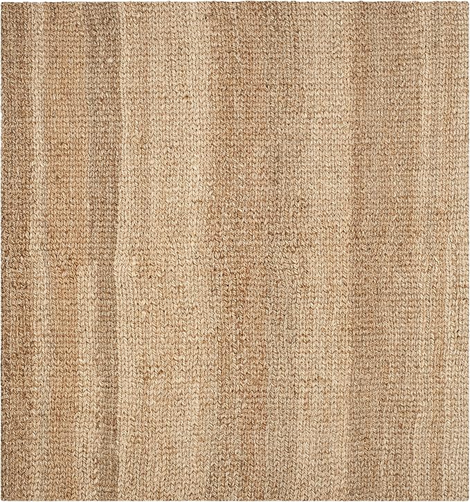 SAFAVIEH Natural Fiber Collection Area Rug - 7' Square, Natural, Handmade Farmhouse Jute, Ideal for High Traffic Areas in Living Room, Bedroom (NF732A)