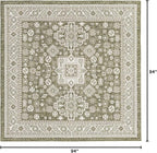 Rugs.com Outdoor Aztec Collection Rug – 8 Ft Square Green Flatweave Rug Perfect for Living Rooms, Kitchens, Entryways