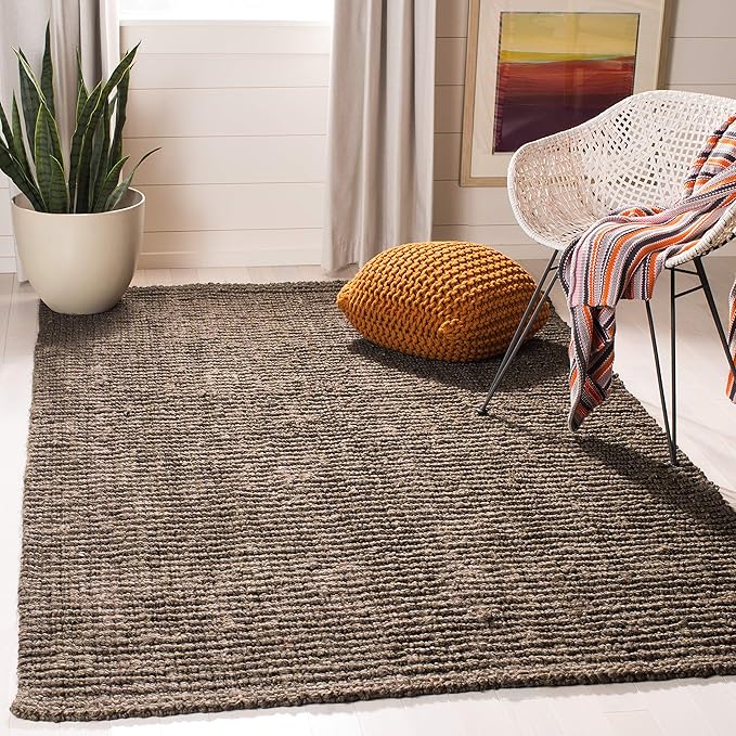 SAFAVIEH Area Rug 10x14 - Natural Fiber Collection - Large - Brown, Handmade Jute, Farmhouse Style, Chunky Textured Thick Pile (NF447D)