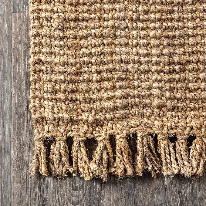 JONATHAN Y Handwoven Jute Fringe Natural Indoor Area Rug, 3x5, Pata, Bohemian, Rustic, Cottage, Easy-Cleaning for Living Room, Bedroom, Kitchen, Non-Shedding (NRF103A-3)