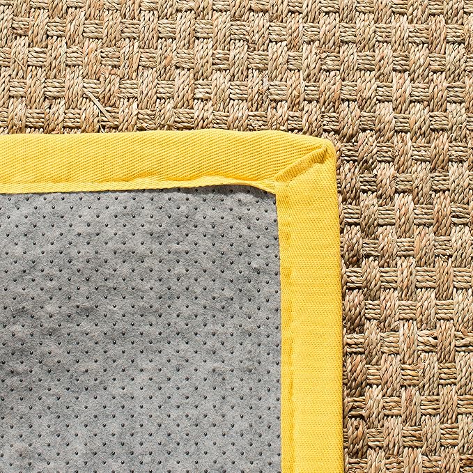 SAFAVIEH Area Rug 8x10 - Natural Fiber Collection - Large - Natural & Gold, Seagrass, Basketweave Pattern (NF114X)