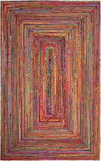 SAFAVIEH Area Rug 5x8 - Cape Cod Collection - Red & Multi, Handmade Jute & Cotton, Woven Braided Design (CAP202A)