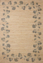 Loloi Chris Loves Julia Rue Collection RUE-05 Natural/Denim 2'-3" x 3'-9" Accent Rug Jute Neutral Floral Living Room Bedroom Rug