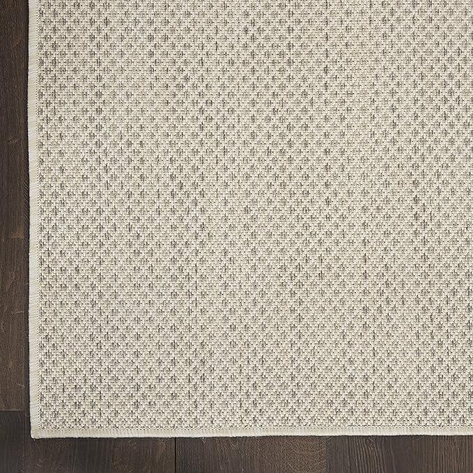 Nourison Home Courtyard Ivory Silver 9' x 12' Area Rug - Easy Clean, Non Shedding, Bed Room, Living Room, Dining Room, Kitchen (9' x 12')