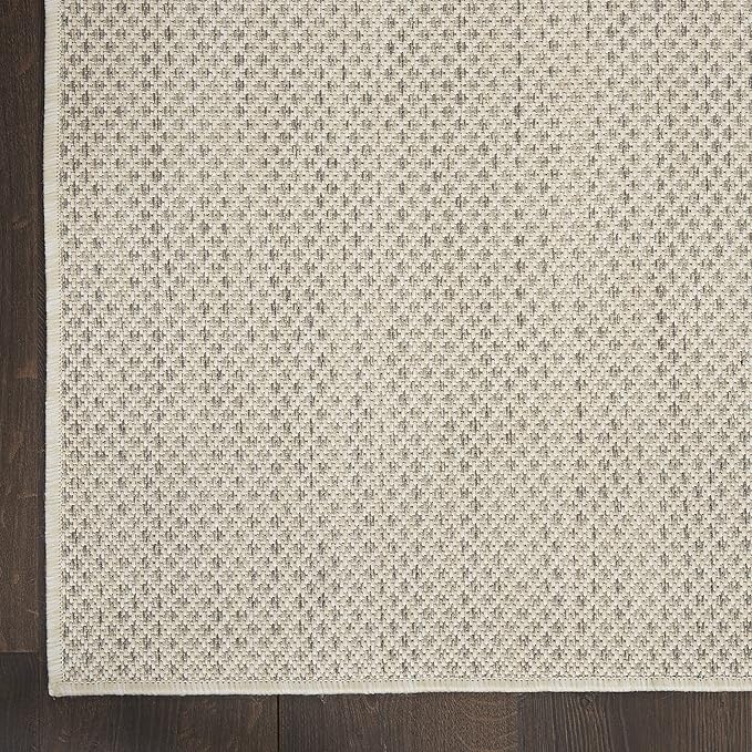 Nourison Home Courtyard Ivory Silver 2'2" x 20' Area Rug - Easy Clean, Non Shedding, Bed Room, Living Room, Dining Room, Kitchen (20' Runner)