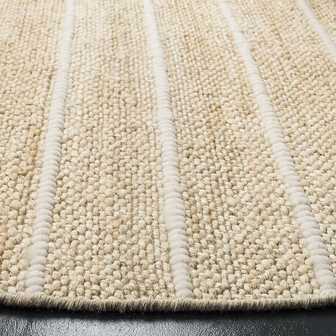 SAFAVIEH Natural Fiber Collection 6' Round Ivory/Ivory NF550B Handmade Tassel Premium Jute Area Rug