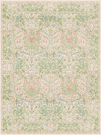 Washable Light Green Rug for Bedroom - 9x12 Large Area Rug for Dining Room Under Table, Living Room, Soft Low Pile Carpet for Playroom - Vintage Floral Non-Slip Stain Resistance (9x12 Beige Green)