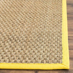SAFAVIEH Natural Fiber Collection Runner Rug - 2'6" x 10', Natural & Gold, Seagrass, Basketweave Pattern with Border (NF114X)