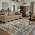 Vintage Area Rug 6x9 Brown Washable Living Room Large Carpet Non Slip Bedroom Indoor Office Low Pile Traditional Distressed Retro Accent Rug for Dining Room Kitchen