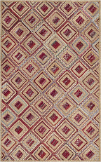 SAFAVIEH Area Rug 8x10 - Cape Cod Collection - Large - Natural & Red, Handmade Flat Weave Braided Jute & Denim, Ideal for Living Room, Bedroom, Office, Dining Space (CAP354B)