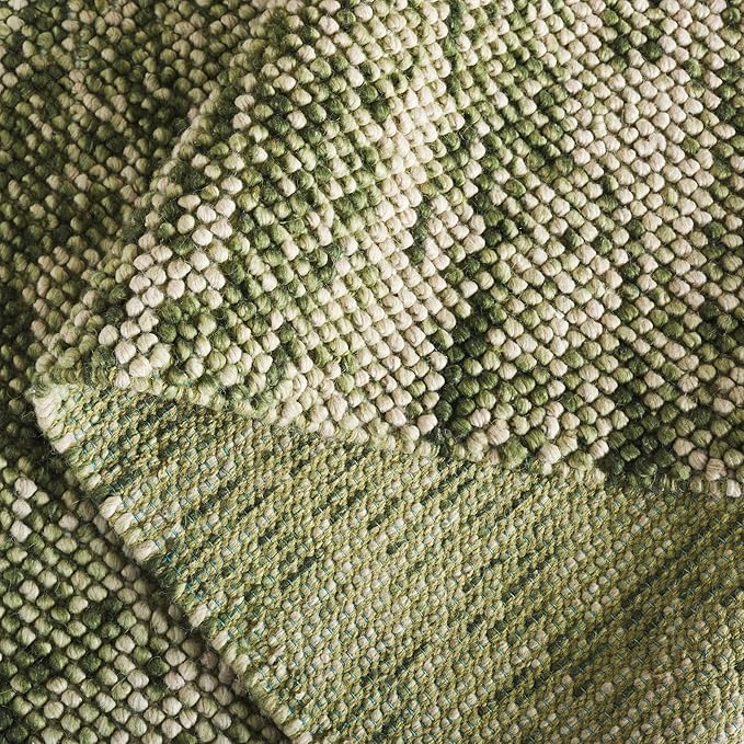 SAFAVIEH Natura Collection Area Rug - 6' Round, Green & Ivory, Handmade Wool Blend, Textured Design, Ideal for Living Room, Bedroom, Dining Space (NAT425Y)