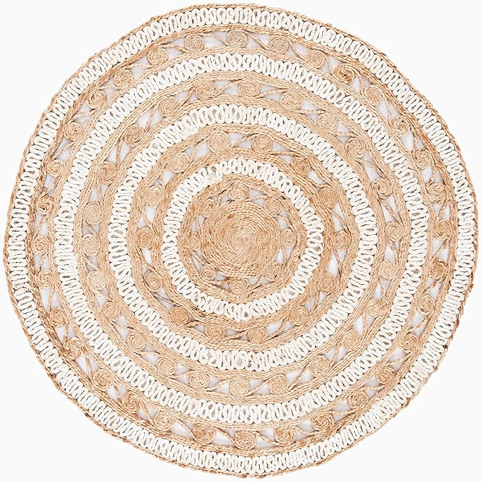 SAFAVIEH Natural Fiber Round Collection 4' Round Ivory NF169B Handmade Boho Charm Farmhouse Jute Area Rug