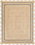 Wave Scalloped Natural Jute Runner Farmhouse Scallop Rug, Black (5'x7')