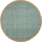 SAFAVIEH Natural Fiber Collection 6' Round Turquoise NF266C Handmade Boho Diamond Tassel Jute Area Rug