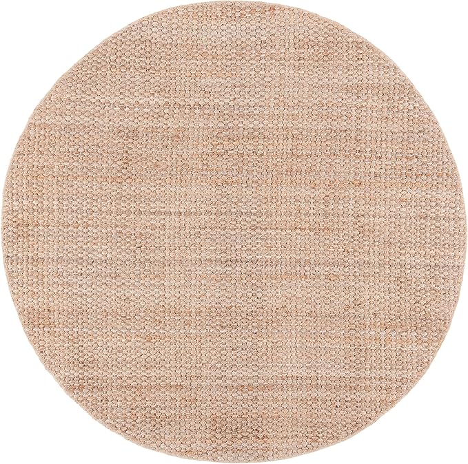 SAFAVIEH Area Rug 9' Round - Natural Fiber Collection - Natural Brown, Handmade Jute, Basketweave Design (NF401A)