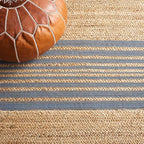 SAFAVIEH Natural Fiber Collection Area Rug - 5' x 8', Natural & Grey, Handmade Stripe Boho Farmhouse Rustic Braided Jute, Ideal for High Traffic Areas in Living Room, Bedroom (NFB262F)