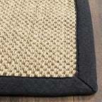 SAFAVIEH Area Rug 8' Square - Natural Fiber Collection - Maize & Black, Sisal, Woven Design with Border (NF141A)