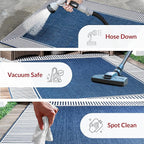 Nuloom Asha Navy/Ivory, 5' x 8', Casual, Striped Border, Soft and Cozy, High Traffic, Stain Resistant, Easy Clean, Durable Area Rug for Indoor/Outdoor Patio, Deck, Porch, Garden, Courtyard