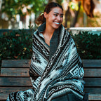 Off the Grid Inca Aztec Throw Blanket | Southwest Indian Navajo Boho Style | Native Woven Western Cover for Camping, Bedding, Couch