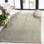 SAFAVIEH Natural Fiber Collection Accent Rug - 3' x 5', Green & Natural, Handmade Woven Fringe Jute, Ideal for High Traffic Areas in Entryway, Living Room, Bedroom (NF826Y)