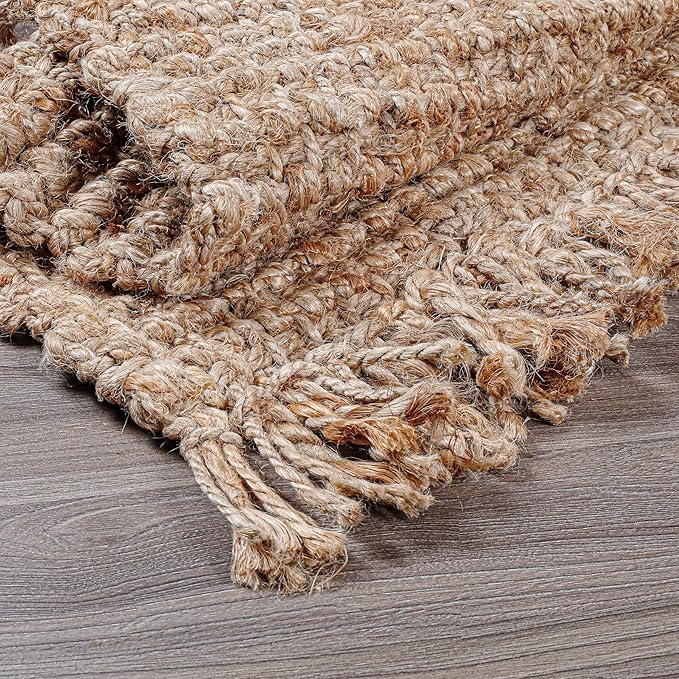 Hausattire Hand Woven Jute Rug 20"x32"- Natural, Reversible Farmhouse Boho Accent Rustic Rugs for Kitchen, Living Room, Bedroom, Entryway Rag Rug | Small Decorative Floor Rugs - 20x32 Inches
