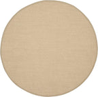 SAFAVIEH Area Rug 6' Round - Natural Fiber Collection - Maize & Linen Color, Sisal, Woven Design with Border (NF141B)