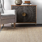 Nuloom Elijah Dark Grey/Natural, 8' Round, Basketweave, Seagrass, Soft and Textured, High Traffic, Stain Resistant, Easy Clean, Durable Area Rug for Bedroom, Living Room, Dining, Den, Foyer, Entryway