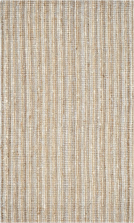 SAFAVIEH Area Rug 5x8 - Natural Fiber Collection - Grey & Natural Brown, Handmade Jute, Farmhouse Style, Chunky Textured Thick Pile (NF447K)