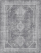 GENIMO 6x9 Area Rugs for Living Room, Machine Washable Non Slip Rugs, Low Pile Lightweight Print Rug for Bedroom, Dining Room, Home Office, Vintage Grey